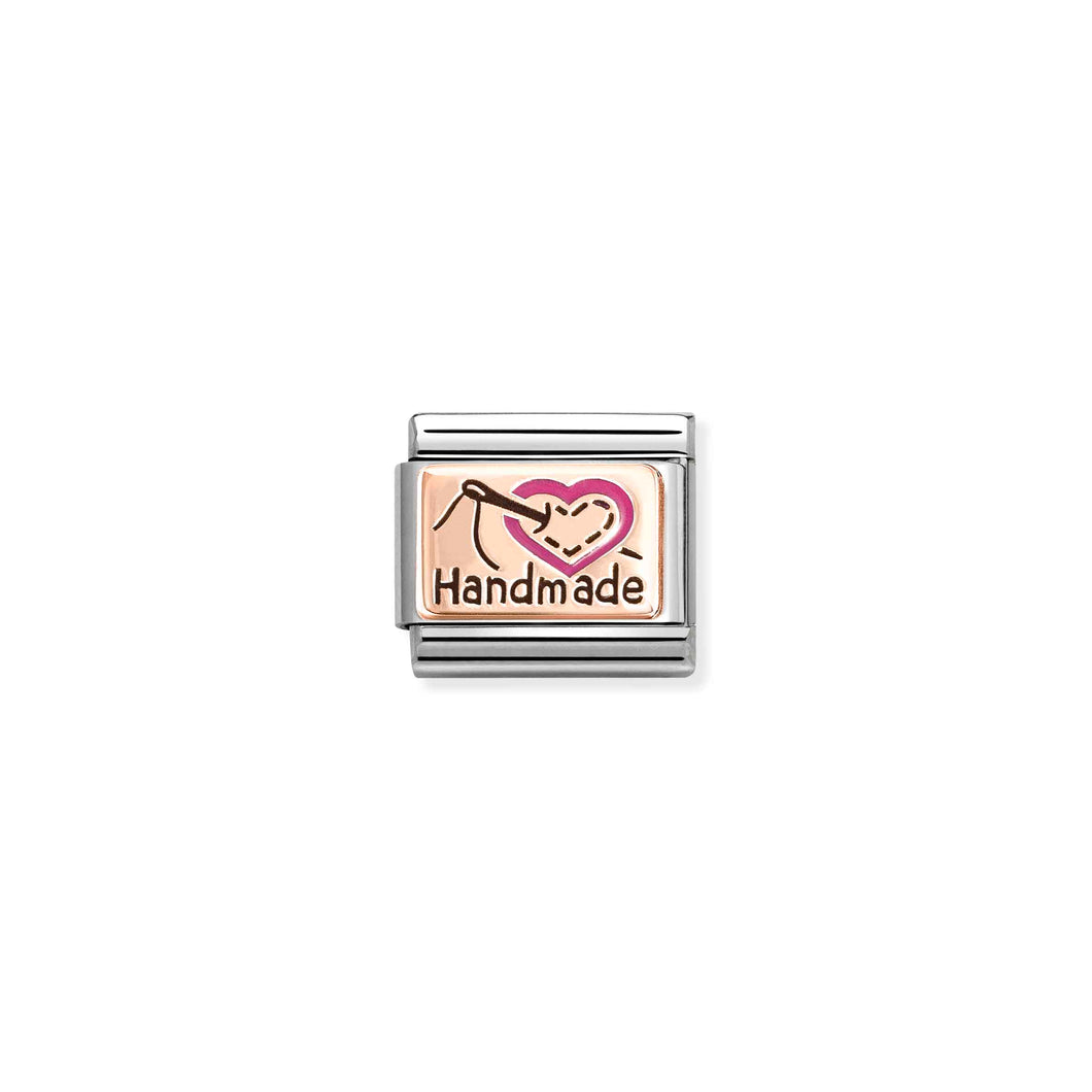 COMPOSABLE CLASSIC LINK 430204/01 HANDMADE WITH HEART 9K ROSE GOLD AND ENAMEL