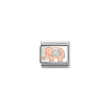 Load image into Gallery viewer, COMPOSABLE CLASSIC LINK 430205/36 SILVER GLITTER ELEPHANT IN 9K ROSE GOLD
