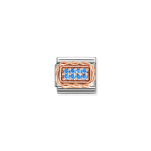 Load image into Gallery viewer, COMPOSABLE CLASSIC LINK 430318/05 PAVÉ SET 9K ROSE GOLD &amp; LIGHT BLUE CZ
