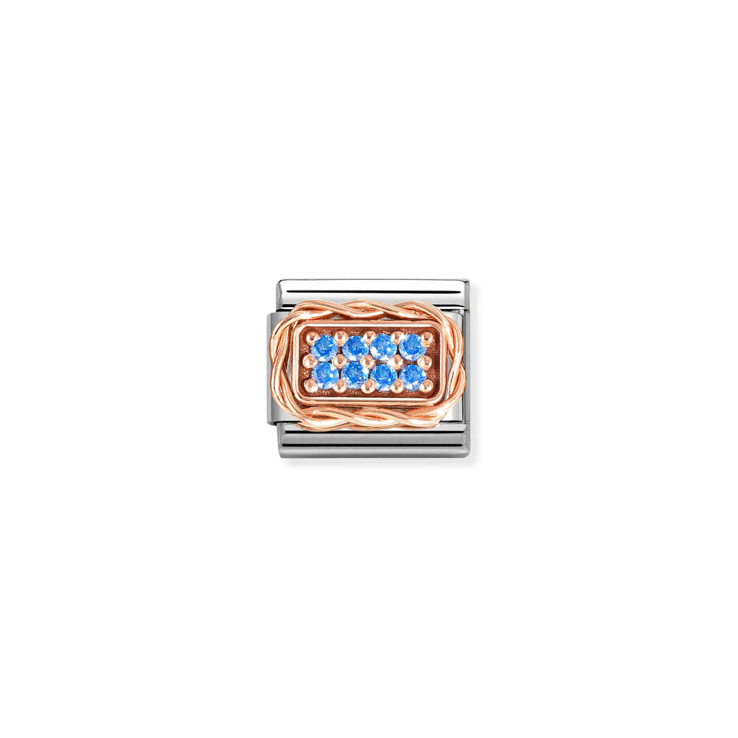 COMPOSABLE CLASSIC LINK 430318/05 PAVÉ SET 9K ROSE GOLD & LIGHT BLUE CZ