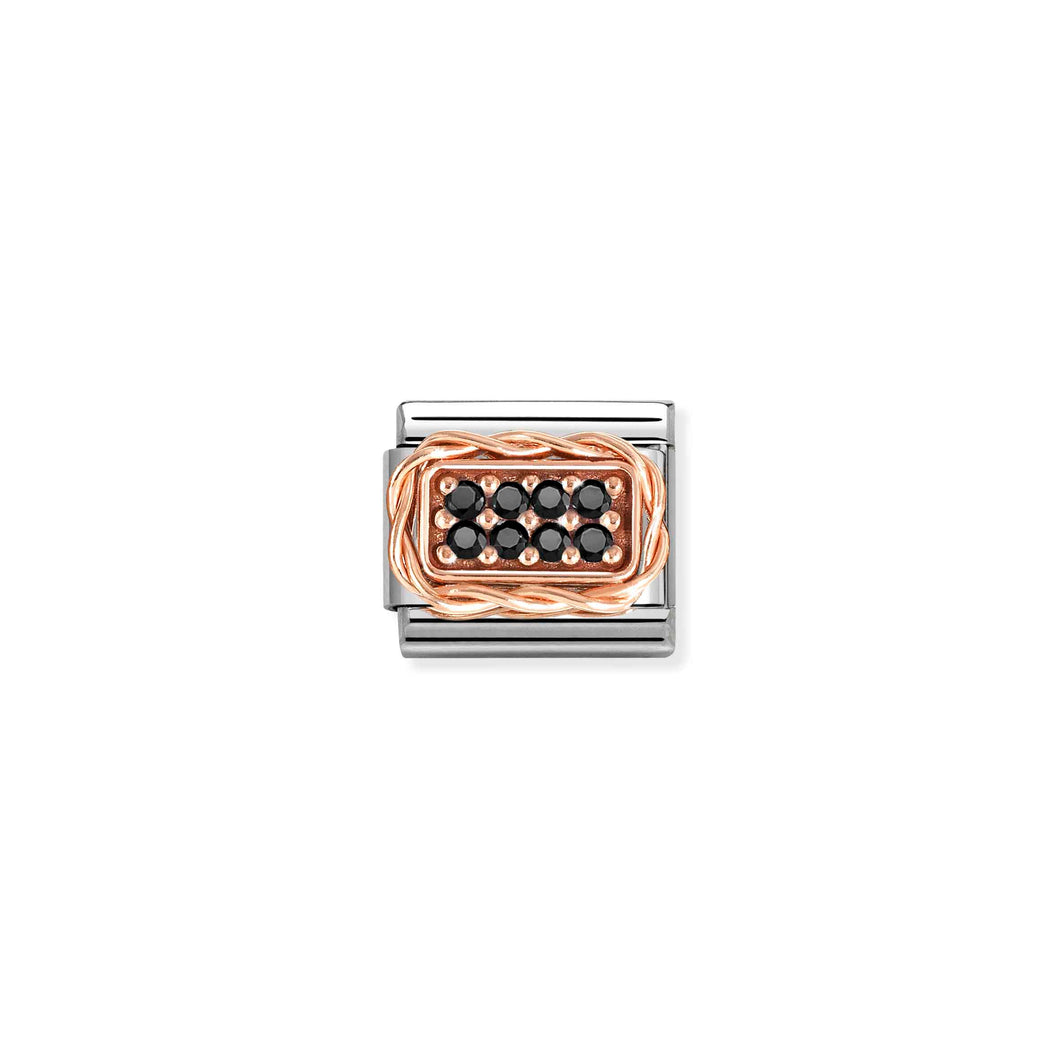 COMPOSABLE CLASSIC LINK 430318/10 PAVÉ SET 9K ROSE GOLD & BLACK CZ