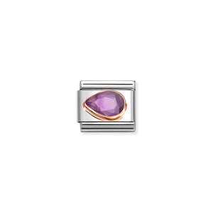 COMPOSABLE CLASSIC LINK 430605/001 TEAR DROP LEFT 9K ROSE GOLD & VIOLET CZ