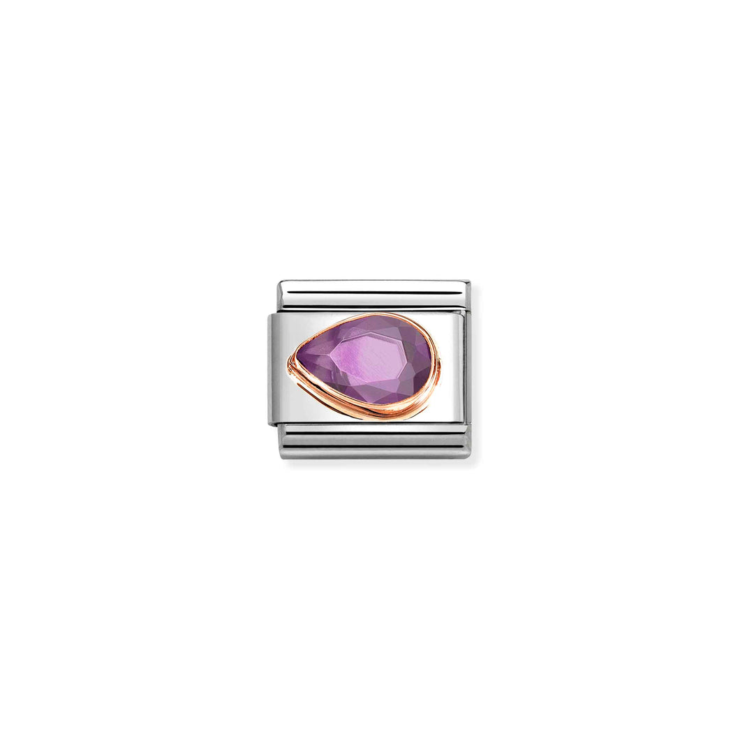 COMPOSABLE CLASSIC LINK 430605/001 TEAR DROP LEFT 9K ROSE GOLD & VIOLET CZ