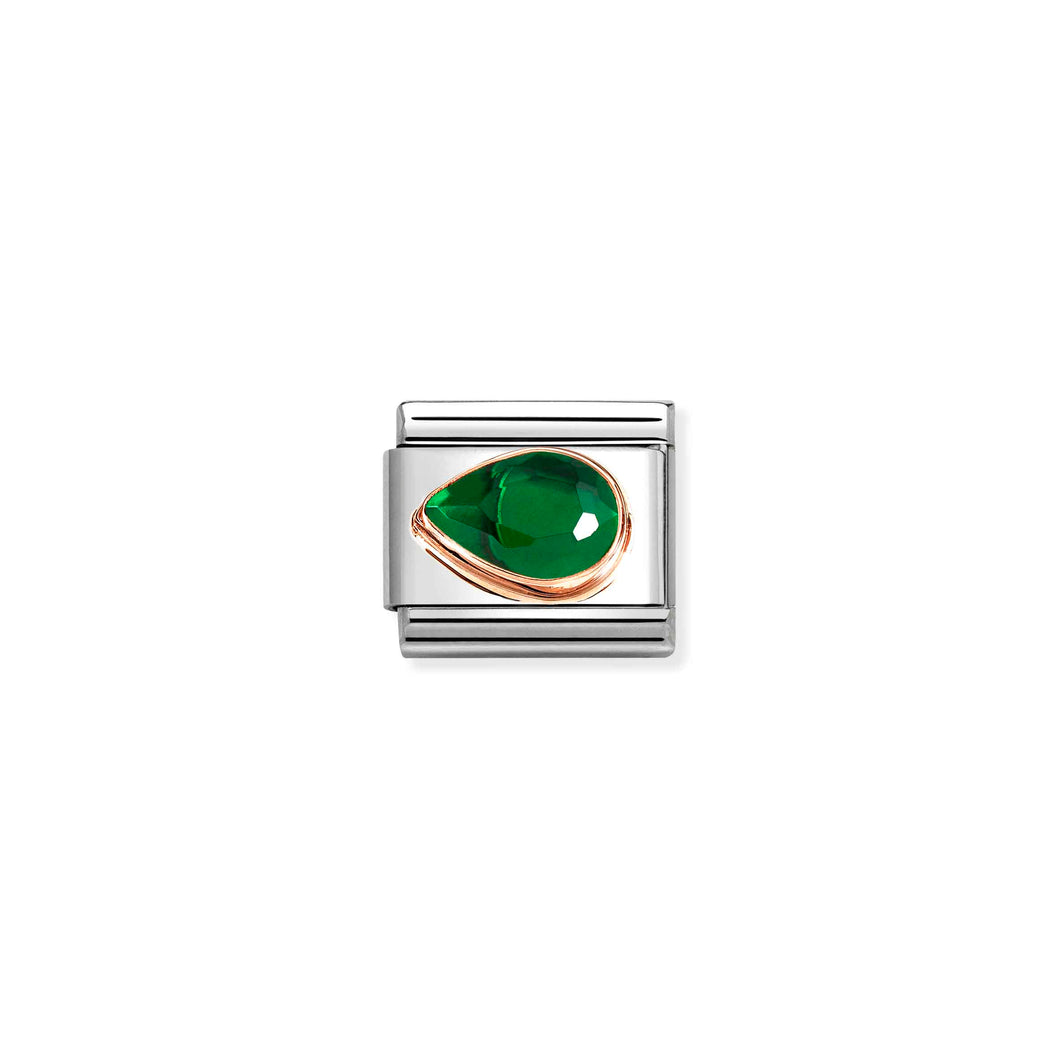 COMPOSABLE CLASSIC LINK 430605/004 TEAR DROP LEFT 9K ROSE GOLD & GREEN CZ