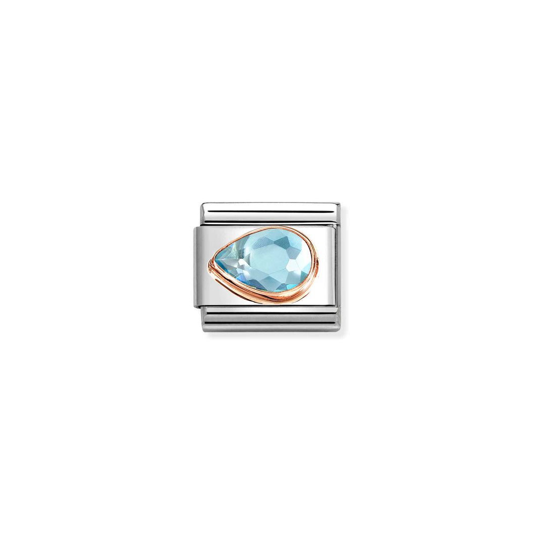 COMPOSABLE CLASSIC LINK 430605/006 TEAR DROP LEFT 9K ROSE GOLD & LIGHT BLUE CZ