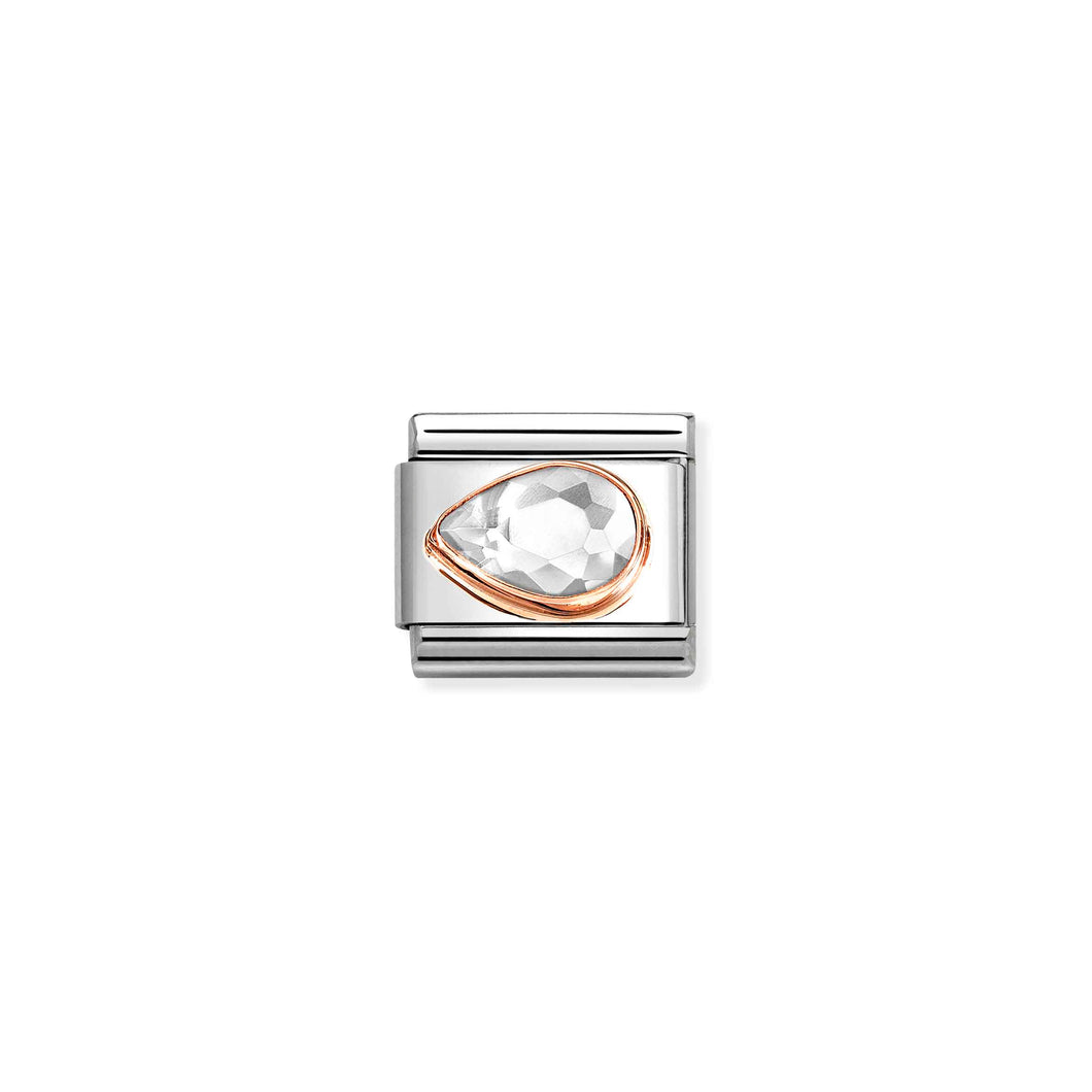 COMPOSABLE CLASSIC LINK 430605/010 TEAR DROP LEFT 9K ROSE GOLD & WHITE CZ