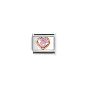 COMPOSABLE CLASSIC LINK 430607/003 PINK CZ HEART IN 9K ROSE GOLD