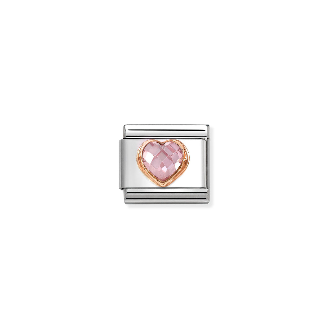 COMPOSABLE CLASSIC LINK 430607/003 PINK CZ HEART IN 9K ROSE GOLD