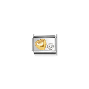 COMPOSABLE CLASSIC LINK 630301/02 HEART IN 18K GOLD, SILVER & CZ