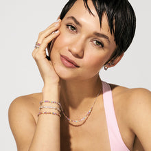 Load image into Gallery viewer, COLOUR WAVE MINI EARRINGS 149888/020 GOLD CIRCULAR WHITE CZ STUDS
