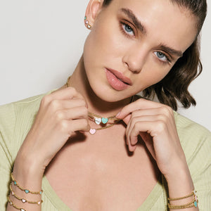 EMOSFERE GOLD NECKLACE 134214/006 HEART WITH PINK ENAMEL