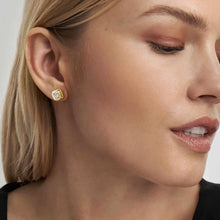 Load image into Gallery viewer, DOMINA STUD EARRINGS GOLD WITH CZ SQUARE 240403/036
