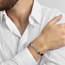 Load image into Gallery viewer, MANVISION BRACELET 133001/007 BLACK VEGAN LEATHER WITH BLACK CZ
