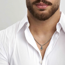 Load image into Gallery viewer, MANVISION NECKLACE 133006/007 CROSS BLACK CZ
