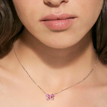 Load image into Gallery viewer, SHINE ME UP SILVER NECKLACE 241902/009 PINK &amp; WHITE BOW CZ PENDANT
