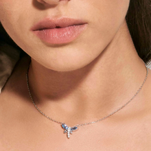 Load image into Gallery viewer, SHINE ME UP SILVER NECKLACE 241902/011 BLUE &amp; WHITE DRAGONFLY CZ PENDANT
