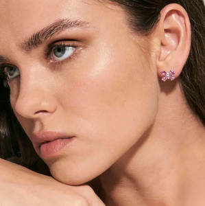 SHINE ME UP EARRINGS 241903/007 SMALL BUTTERFLY STUDS WITH PINK CZ