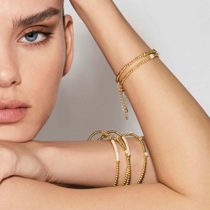 FASHION ERA GOLD BRACELET 242206/012 WITH WHITE CZ BAR