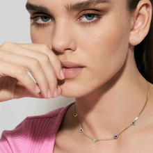 Load image into Gallery viewer, FAIRYICONS STAINLESS STEEL NECKLACE 134103/022 MULTI HEART WITH ENAMEL

