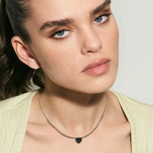 Load image into Gallery viewer, EMOSFERE STAINLESS STEEL NECKLACE 134204/035 HEART WITH BLACK ENAMEL
