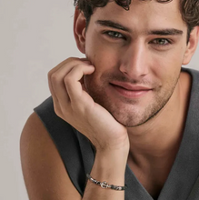 Load image into Gallery viewer, ATLANTE STAINLESS STEEL ECO LEATHER BRACELET 027507/064 ANCHOR GREY JASPER
