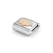 Load image into Gallery viewer, COMPOSABLE CLASSIC LINK 430202/42 SILVER GLITTER HEART &amp; STARS IN 9K ROSE GOLD &amp; ENAMEL
