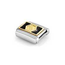 Load image into Gallery viewer, COMPOSABLE CLASSIC LINK 030284/66 SCREW IN 18K GOLD ON BLACK ENAMEL
