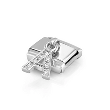 Load image into Gallery viewer, COMPOSABLE CLASSIC LINK 331818/01 LETTER A CHARM IN SILVER AND CZ
