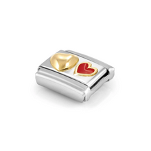 Load image into Gallery viewer, COMPOSABLE CLASSIC LINK 030283/32 RAISED HEART &amp; RED HEART IN 18K GOLD AND ENAMEL

