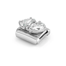 Load image into Gallery viewer, COMPOSABLE CLASSIC LINK 330329/09 WHITE TWIN CZ TEARDROPS IN SILVER
