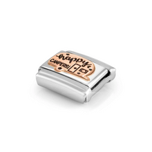 Load image into Gallery viewer, COMPOSABLE CLASSIC LINK 430202/22 HAPPY CAMPERS CARAVAN 9K ROSE GOLD AND BLACK ENAMEL
