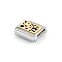 Load image into Gallery viewer, COMPOSABLE CLASSIC LINK 030166/61 CHAMPAGNE GLASSES IN 18K GOLD WITH BLACK ENAMEL
