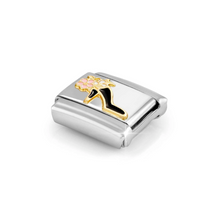 Load image into Gallery viewer, COMPOSABLE CLASSIC LINK 030272/95 HIGH HEEL SHOE BLACK IN 18K GOLD &amp; ENAMEL
