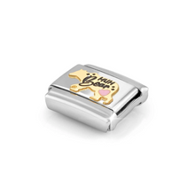 Load image into Gallery viewer, COMPOSABLE CLASSIC LINK 030272/81 MUM BEAR WITH PINK HEART IN 18K GOLD AND ENAMEL
