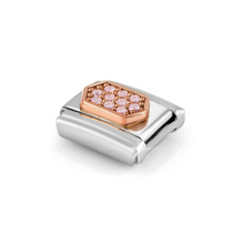 Load image into Gallery viewer, COMPOSABLE CLASSIC LINK 430312/04 PINK CZ HEXAGON IN 9K ROSE GOLD
