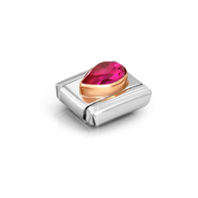 Load image into Gallery viewer, COMPOSABLE CLASSIC LINK 430605/005 TEAR DROP LEFT 9K ROSE GOLD &amp; RED CZ
