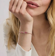 Load image into Gallery viewer, MOSAICA BRACELET 241603/011 ROSE GOLD &amp; PINK CZ CLUSTER

