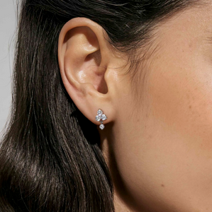 LIFE BOUQUET EARRINGS 242510/012 GOLD & WHITE CZ STUDS