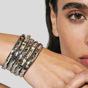 EXTENSION BRACELET 047010/004 STAINLESS STEEL WITH CZ, SILVER & 18K GOLD FOUR LEAF CLOVER