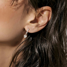 Load image into Gallery viewer, PETIT SPARKLE EARRINGS 242305/006 GOLD HEART CZ HOOPS
