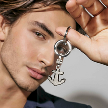 Load image into Gallery viewer, STRONG DIAMOND GEOMETRIC KEYRING 028348/028 STAINLESS STEEL ANCHOR &amp; WHITE DIAMOND
