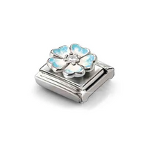 Load image into Gallery viewer, COMPOSABLE CLASSIC LINK 330321/16 BLUE FADE FLOWER IN 925 SILVER, ENAMEL &amp; CZ

