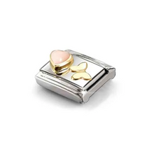 Load image into Gallery viewer, COMPOSABLE CLASSIC LINK 030523/12 PINK CORAL HEART &amp; BUTTERFLY IN 18K GOLD
