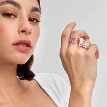 Load image into Gallery viewer, COLOUR WAVE RING 149824/031 ROSE GOLD &amp; PINK CZ

