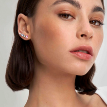 Load image into Gallery viewer, COLOUR WAVE EARRINGS - CLIMBERS 149827/010 STERLING SILVER &amp; COLOURED CZ
