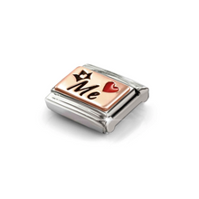 Load image into Gallery viewer, COMPOSABLE CLASSIC LINK 430204/09 ME WITH HEART &amp; CROWN IN 9K ROSE GOLD &amp; ENAMEL

