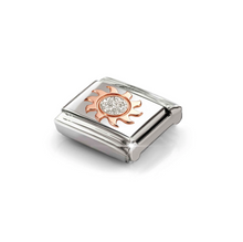 Load image into Gallery viewer, COMPOSABLE CLASSIC LINK 430205/28 SILVER GLITTER SUN IN 9K ROSE GOLD
