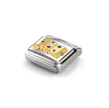Load image into Gallery viewer, COMPOSABLE CLASSIC LINK 030285/85 BOOK WITH STARS IN 18K GOLD &amp; BLUE ENAMEL
