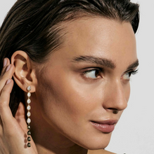 Load image into Gallery viewer, PRECIOUS MOVES EARRINGS 243214/055 LONG GOLD &amp; WHITE PENDANT OVAL CZ
