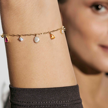 Load image into Gallery viewer, PRECIOUS MOVES BRACELET 243204/055 GOLD TEARDROP PENDANT WITH PAVÉ WHITE CZ
